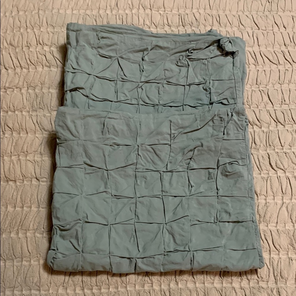 West Elm Puffed/Quilted Standard Size Cotton Sage Sham/ Pillowcases 2